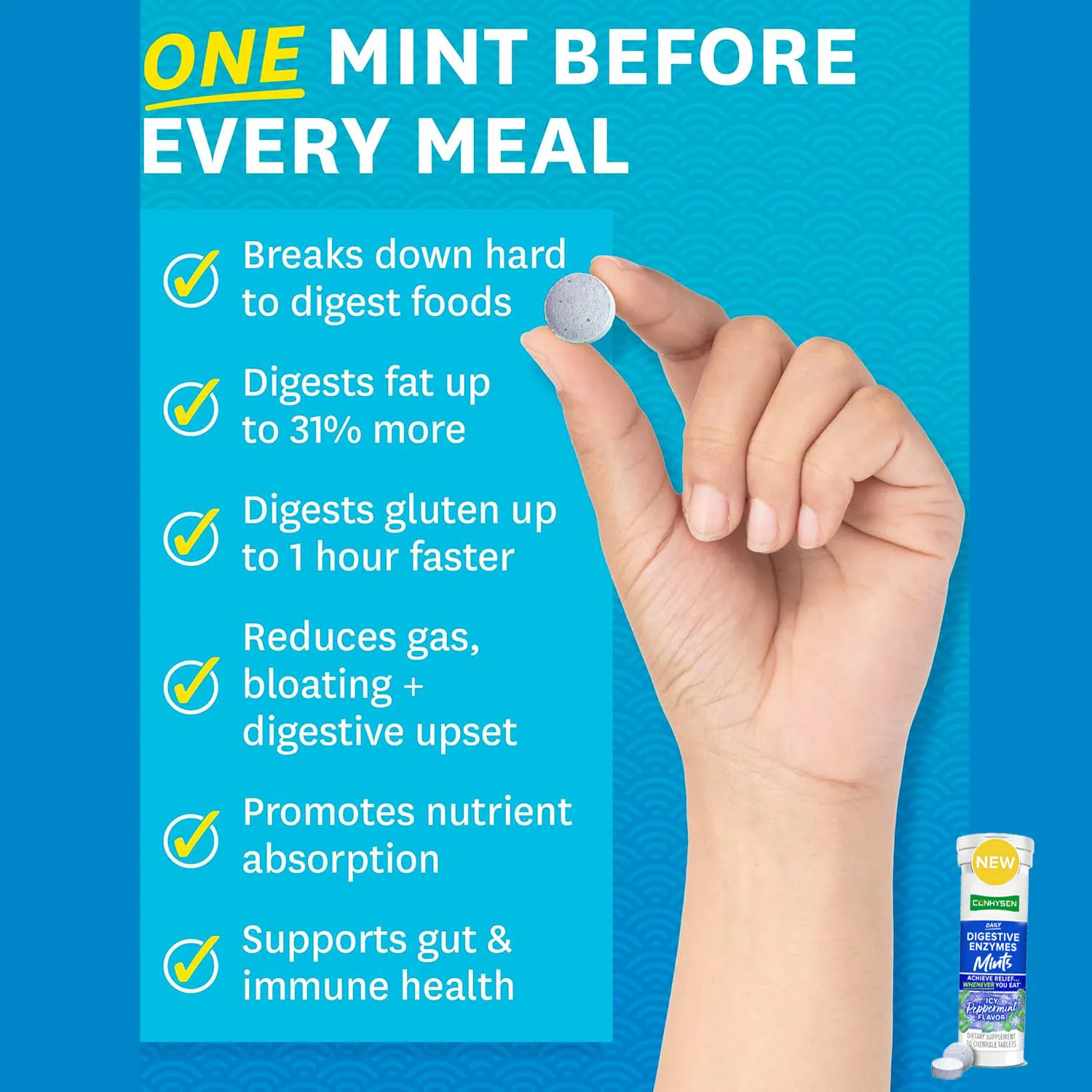 OEM/ODM Private Label Advanced Digestive Enzymes Mints Tablet Gum Achieve Digestive Relief Lipase For Fat Digestion Supports Gut