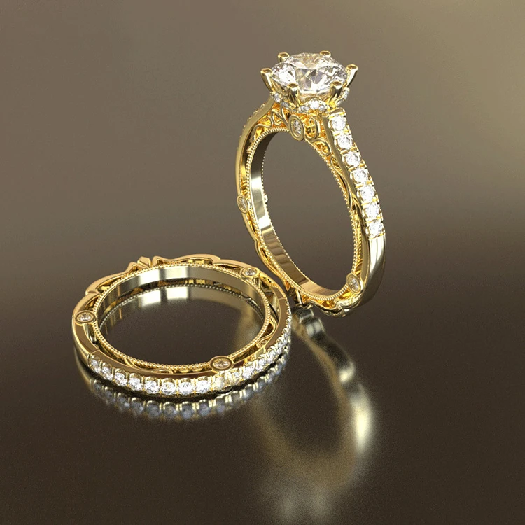 MEDBOO ювелирные украшения из 18-ти кратного желтого золота свадебные 2ct VVS Муассанит выполненный на заказ обручальные кольца Группа ювелирные изделия с сертификатом, производство Китай