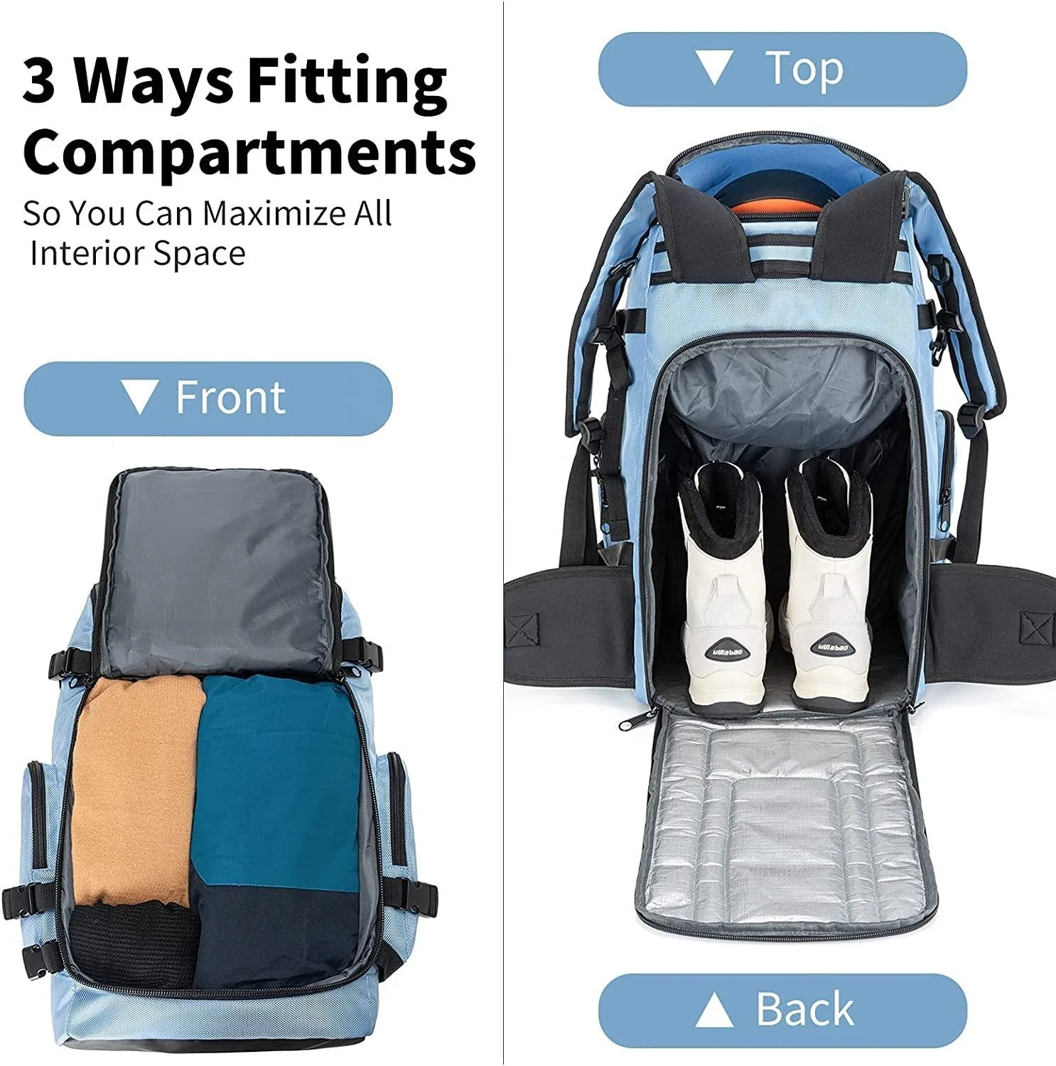 Large Capacity Ski Set Tool Backpack Water-Resistant For Ski Accessories Snowboard Boot Bag