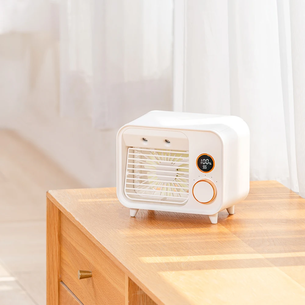 Home Appliances Mini Table Fan Rechargeable Stand Water Air Conditioner Fan Lcd Display Portable USB Charging Small Air Cooler