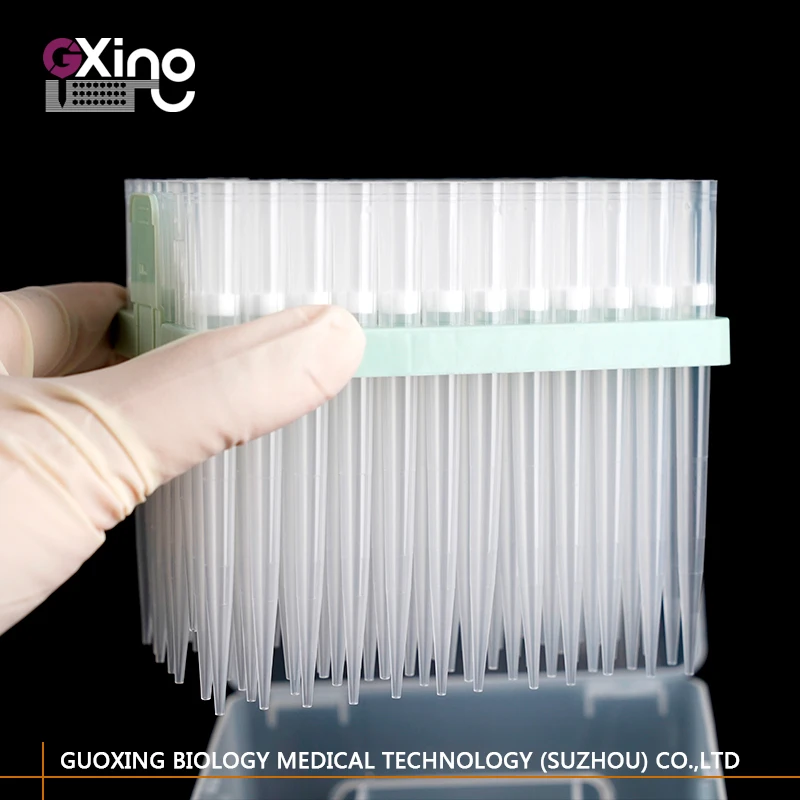 Laboratory Disposable Sterile Universal 1250ul 96 Well Filter Micropipette Laboratory Plastic Pipette Tips Rack