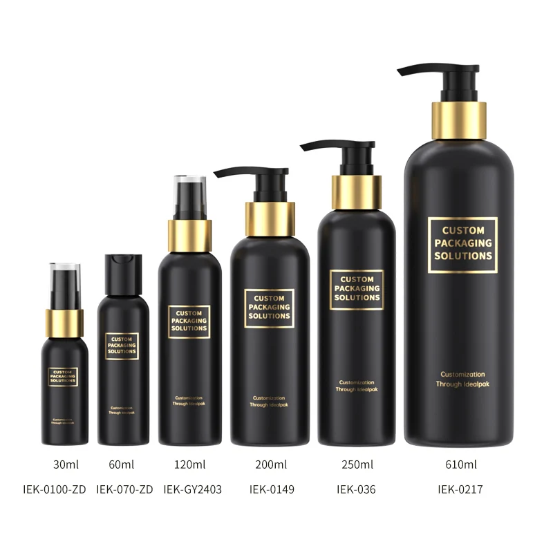 Luxury Gold Black Lotion Bottle Cosmetic Packaging Custom Eco Friendly Body Wash Shampoo Bottle