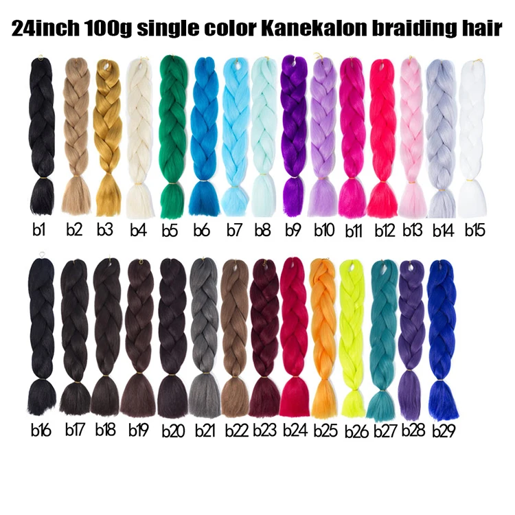 Wholesale packaging Synthetic Jumbo Braid 100 Color 24 inch Jumbo Braiding Hair