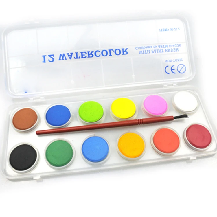 Cheap Price New Design 12 Color Kids Watercolor Tempera Cake Paints