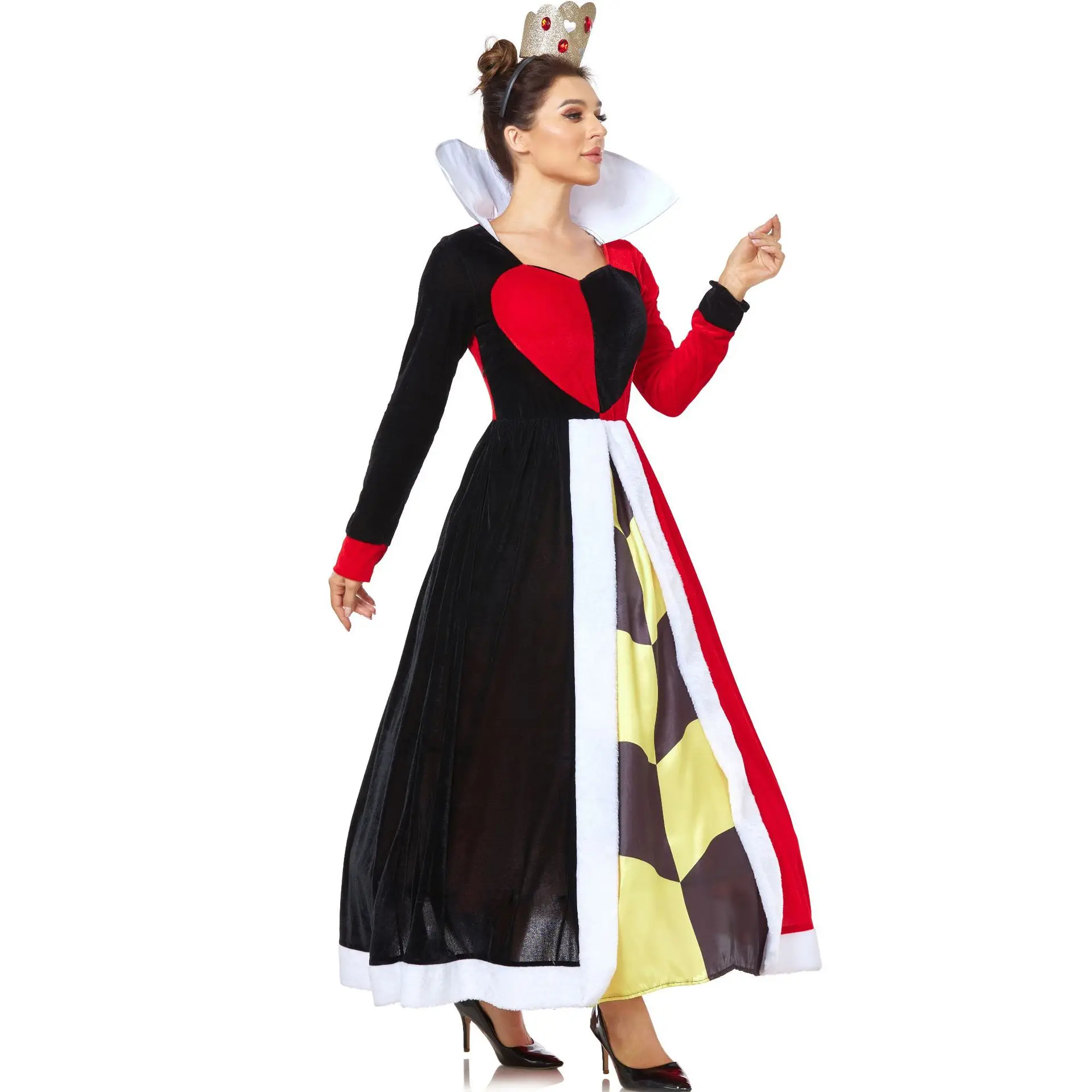 M-xl Alice Wonderland Drag Medieval Court Hearts Halloween Costume