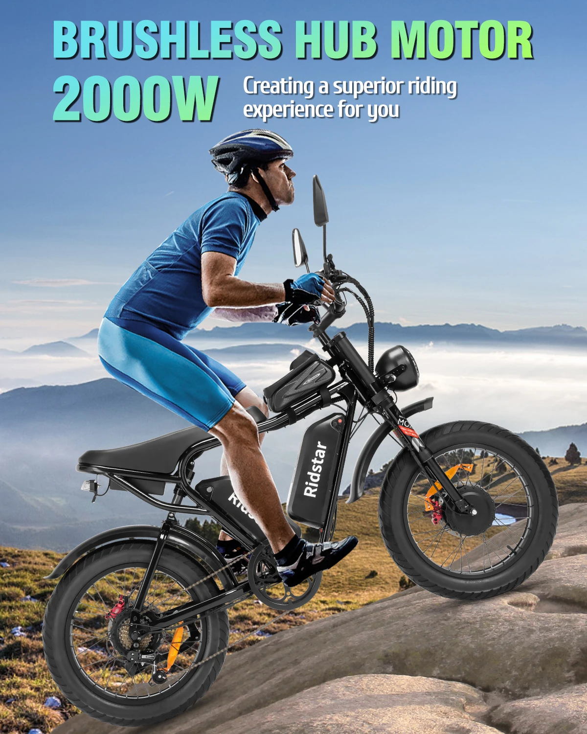 20-Inch 7-Speed MTB Full Suspension Bicycles with Fat Tire Adult Chopper Beach Cruiser Bike Steel Frame Motorcycle Battery