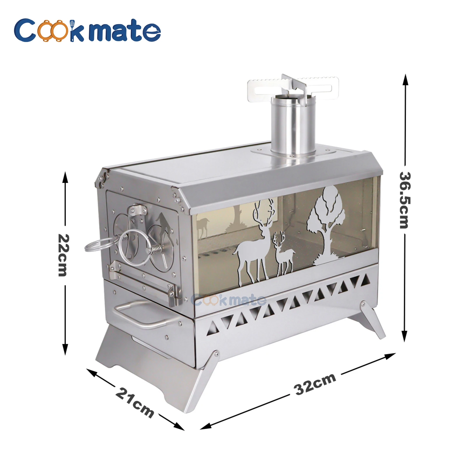 High-Efficiency Stainless Steel Portable Stove Camping Outdoor BBQ Heater Easy Setup Effortless Installation Smoker Charcoal