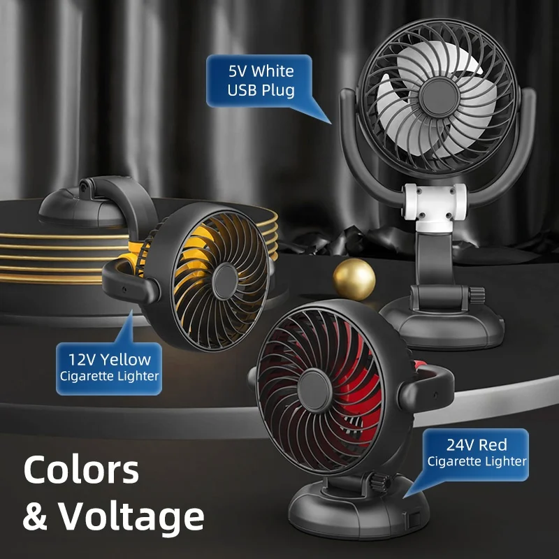 F5501 Upgraded 12V DC car fan with USB cable, 2024 car electronics accessories electric air cooling fan for car 24V