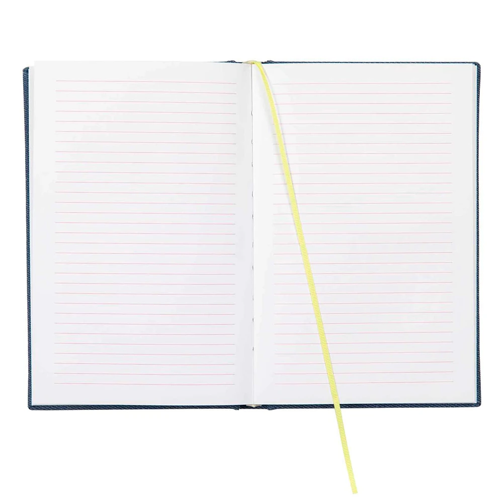 Custom Logo A5 Hardcover Lined Ruled Paper Embroidery Journal Fabric Linen Notebook