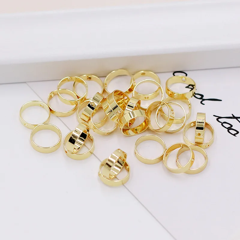 O Ring Bracelet Women Jewelry Accessories 18k Gold Plated Can Through Double Hole Beads Closed Copper Jump Rings