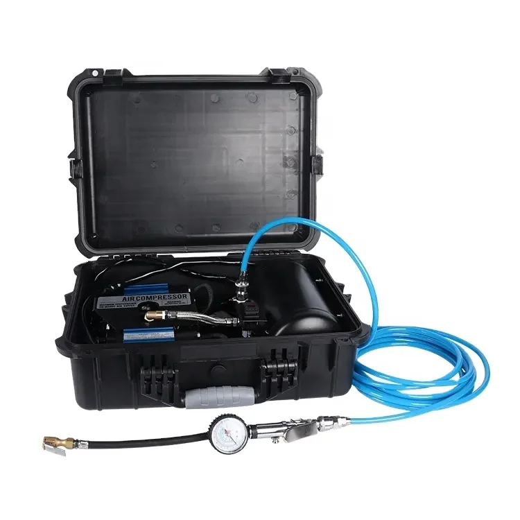 red off Road Automatic Tire Inflators Portable  Air Pump Dc12v Metal Air Compressor with plastic Box