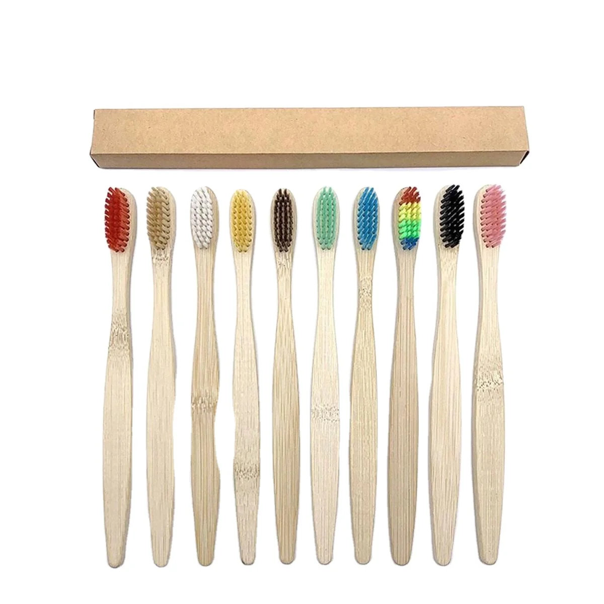 10 Pack BPA Free Soft Bristles Toothbrushes Eco-Friendly Compostable Natural Wooden Bamboo Toothbrush