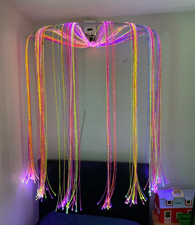 Sensory Fiber Optic Light rgb sparkle UV cable with big button controller for sensory integrated room Therapy