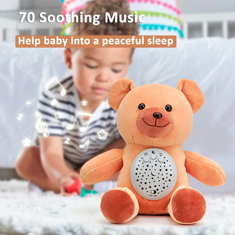 plush bear with music projection baby sleep soothing plush Stuffed animals toy white noise machine