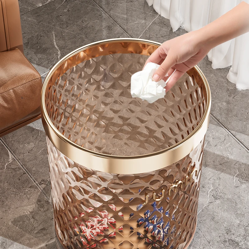 Household High Appearance Level Water Corrugated Trash Can Large Capacity Dustbin for Living Room Bathroom Kitchen