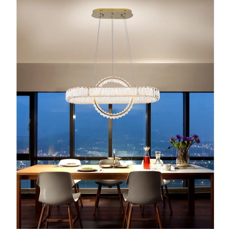Wholesale Pendant Light Rectangle Round Crystal Lamps Fixture New Design Led Modern Luxury K9 Crystal Chandelier