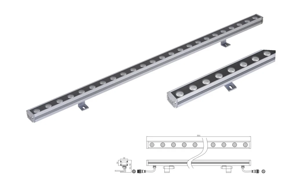 RGBW customized led linear wall washer light dimmable DMX RDM control IP65 waterproof exterior architecture facade lighting
