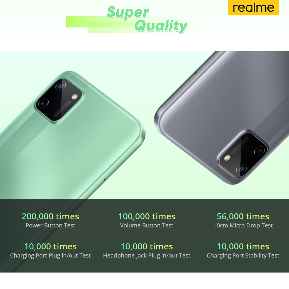 Realme C11 Mobile Phones 6.5inch 5000mAh Big Battery 40days Long Standby 3-Card Slot Android Smartphone 13MP Camera Telephone