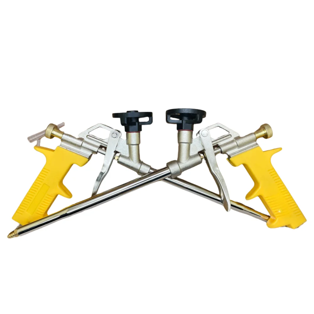 No-Clean Foam Caulking Gun PU Expanding Foaming Gun Metal Body Covered with PTFE Applicator 2 Pack Spray Foam Gun for Caulking