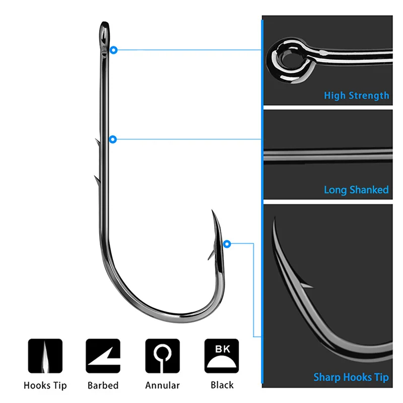 TOPIND 100 pcs/Bag Long Handle Pipe Sea Fishing Double Back Stab Barbed Fishing Hook