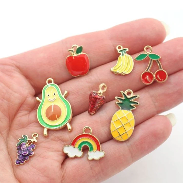 
Custom Design DIY Rainbow Lovely Earrings Bracelet Necklace Gold Metal Enamel Pendant Charm Tag 