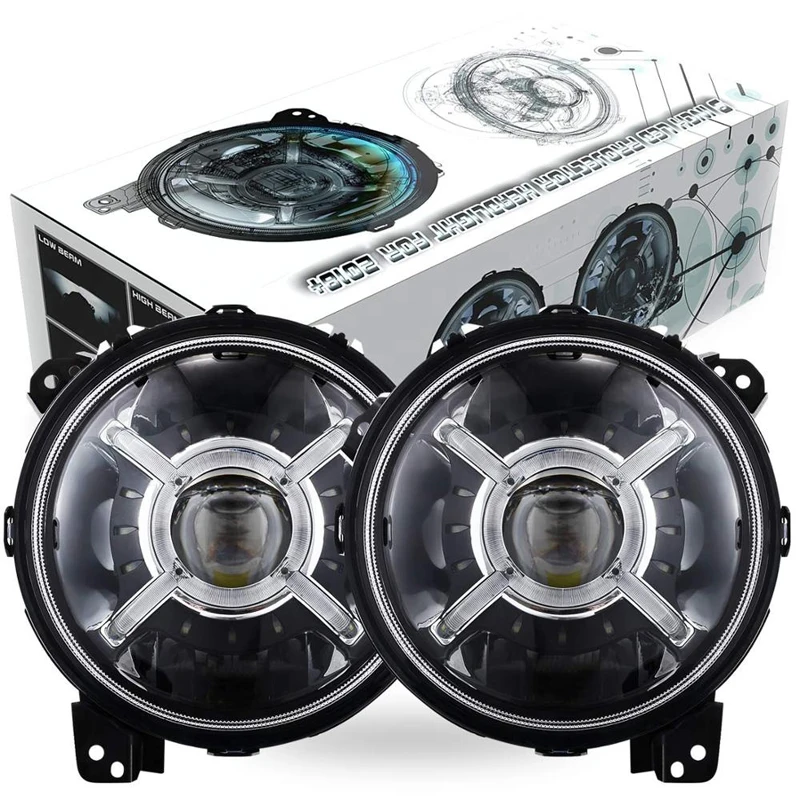 Led headlights truck 100W high/low beam with starry and X lighting design 9 inch LED headlight modify kit