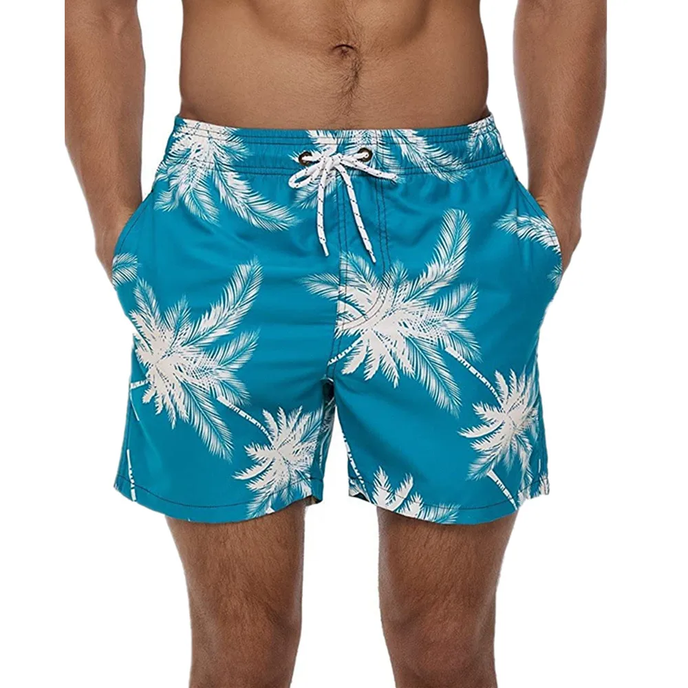 Wholesale Beach Men Wear Pink Floral Print Male Swim Swimming Trunks with Pockets Private Label Premium Swim Board shorts
