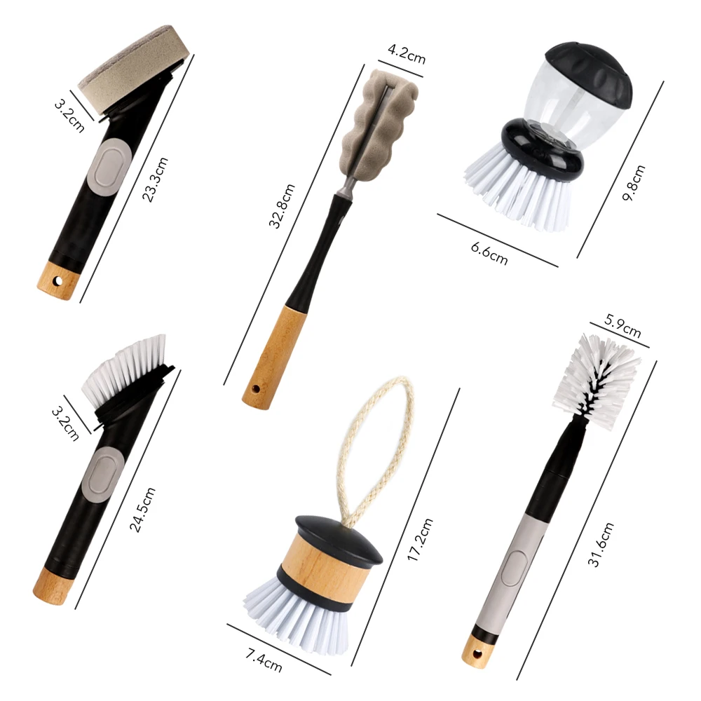 Eco Friendly Bamboo Wooden Cleaning Dish Brush For Kitchen