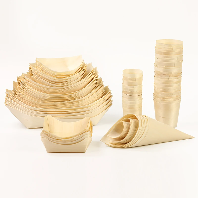 Eco friendly cheap products disposable wood boat plates dishes sushi boat wood for snack