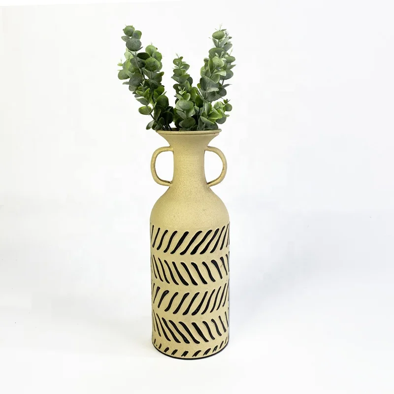 Lander Farmhouse Boho Cylinder Vintage Metal Flower Vases For Home Decoration
