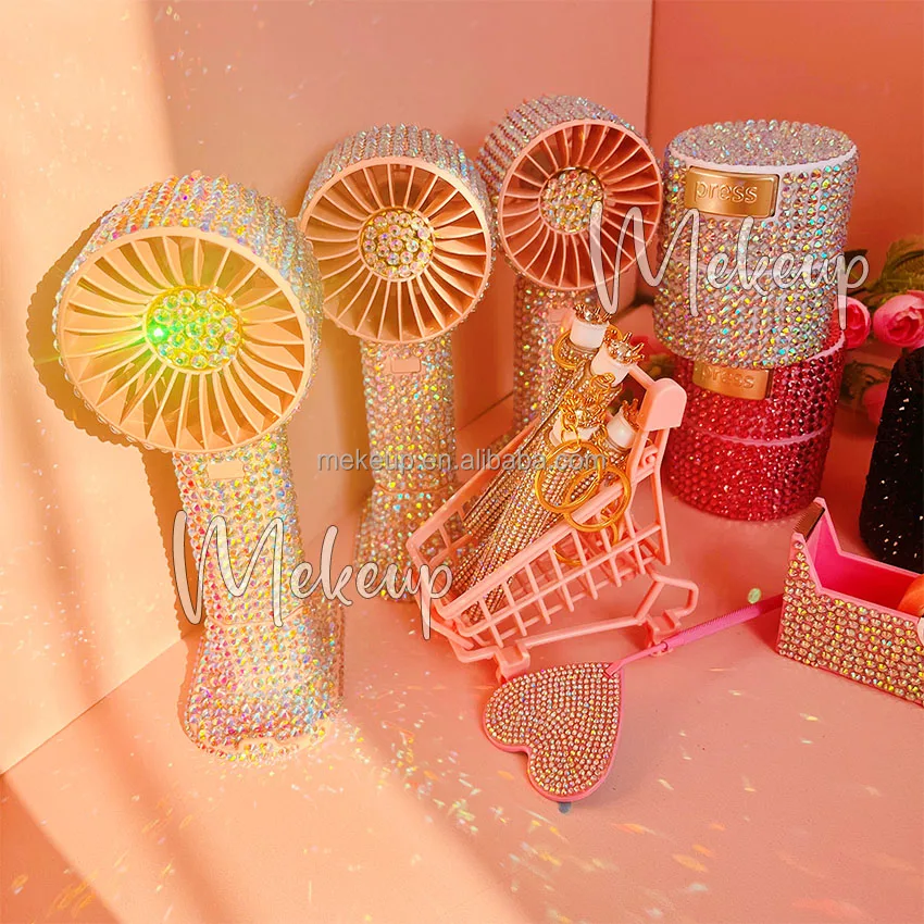 Handheld UBS Portable Fan Summer Rechargeable Battery Mini DIY Diamond Fans For Lash Dryer