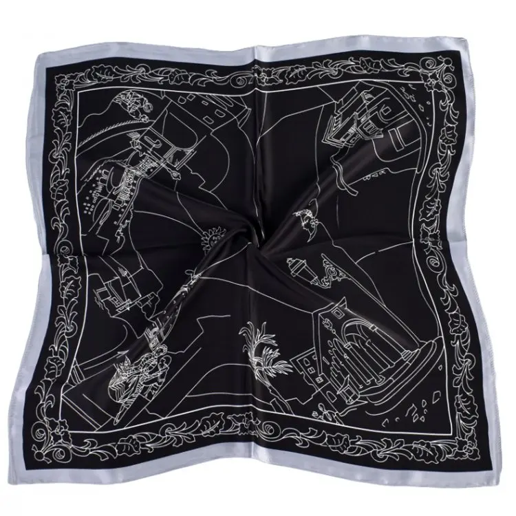 spring new pastoral decoration spot plain weave 70cm satin square silk scarf wholesale spot cross-border