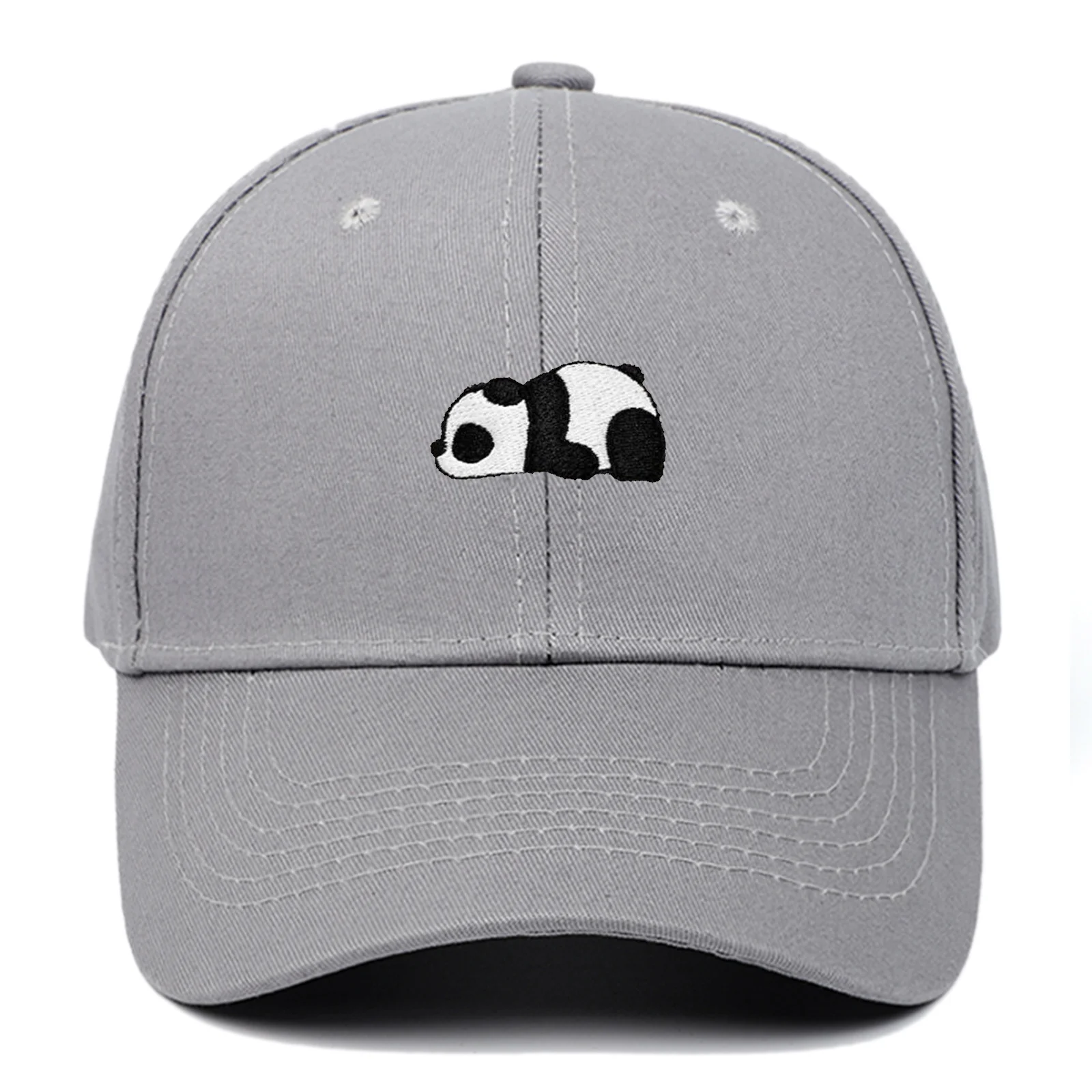 Custom  Flatted Embroidery 3 D Embroidery Printing Panda Logo Cotton Fabric Travelling Outdoor Activity Baseball Cap