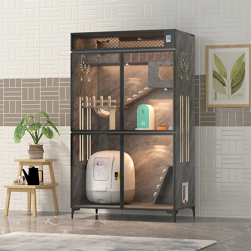Factory Direct Household Extra Large Space Pet Show Cage Cat House Luxury Solid Wood Cat Villa