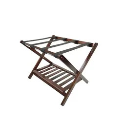 Wholesale Eco-Friendly Sturdy Multifunctional Fold Light Oak Suitcase Rack With 4 Nylon Straps