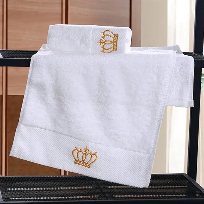 Custom 100% Cotton Bath Towel Set Luxurious Floral Embroidered Jacquard Design Soft and Highly Absorbent for Shower