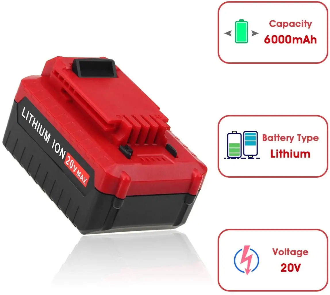 20v 6.0ah Li-ion Rechargeable Power Tools Cordless Drill Battery Pack Replacement For Porter Cable PCC680L PCC682L PCC681L
