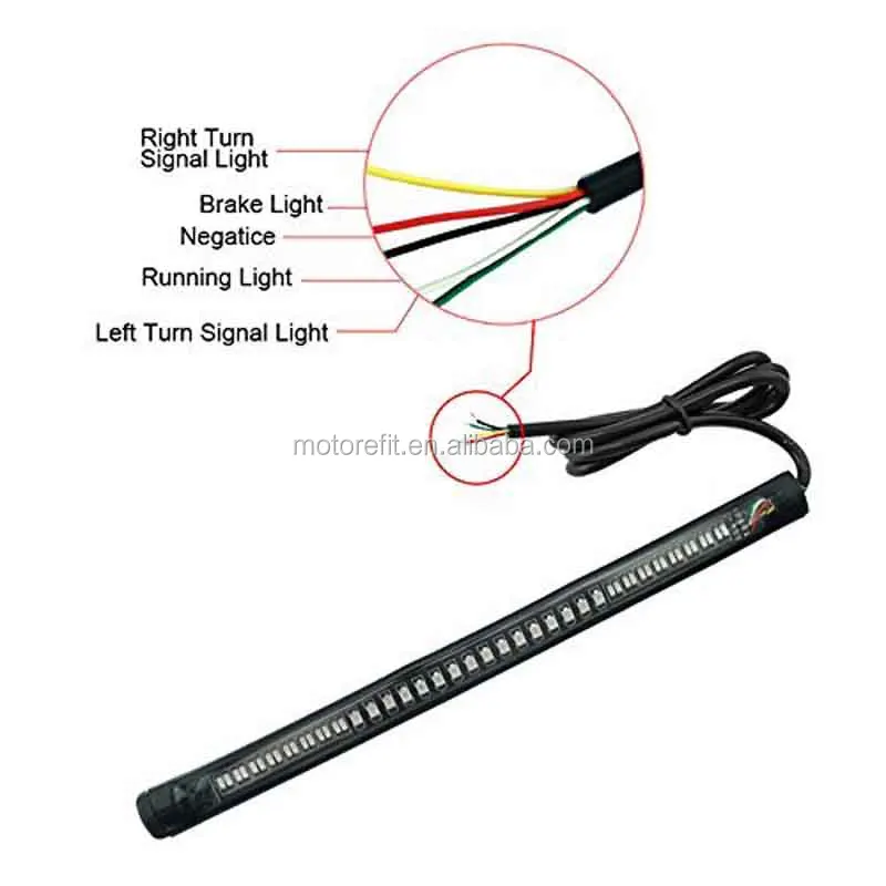 
RTS Red and Amber Motorcycle Car 48LED LED Turn Signal Light Tail Brake Stop License Plate Lamp Rear Light 