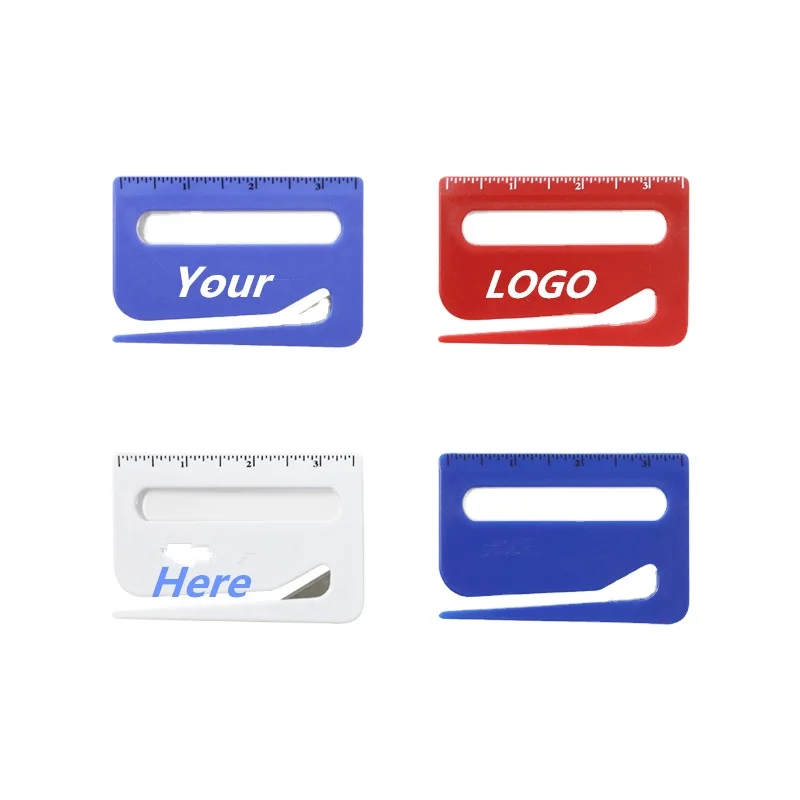 Custom Multi-Function Plastic Letter Opener with Ruler and Magnifier Promotional Custom Logo
