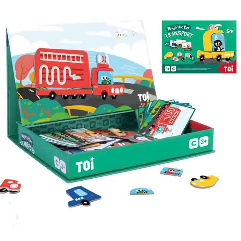 Magnetic Jigsaw Puzzle Cartoon Traffic/Dress Up/Figure Clothes Change Games Interactive Books Educational Toys for Kids Children