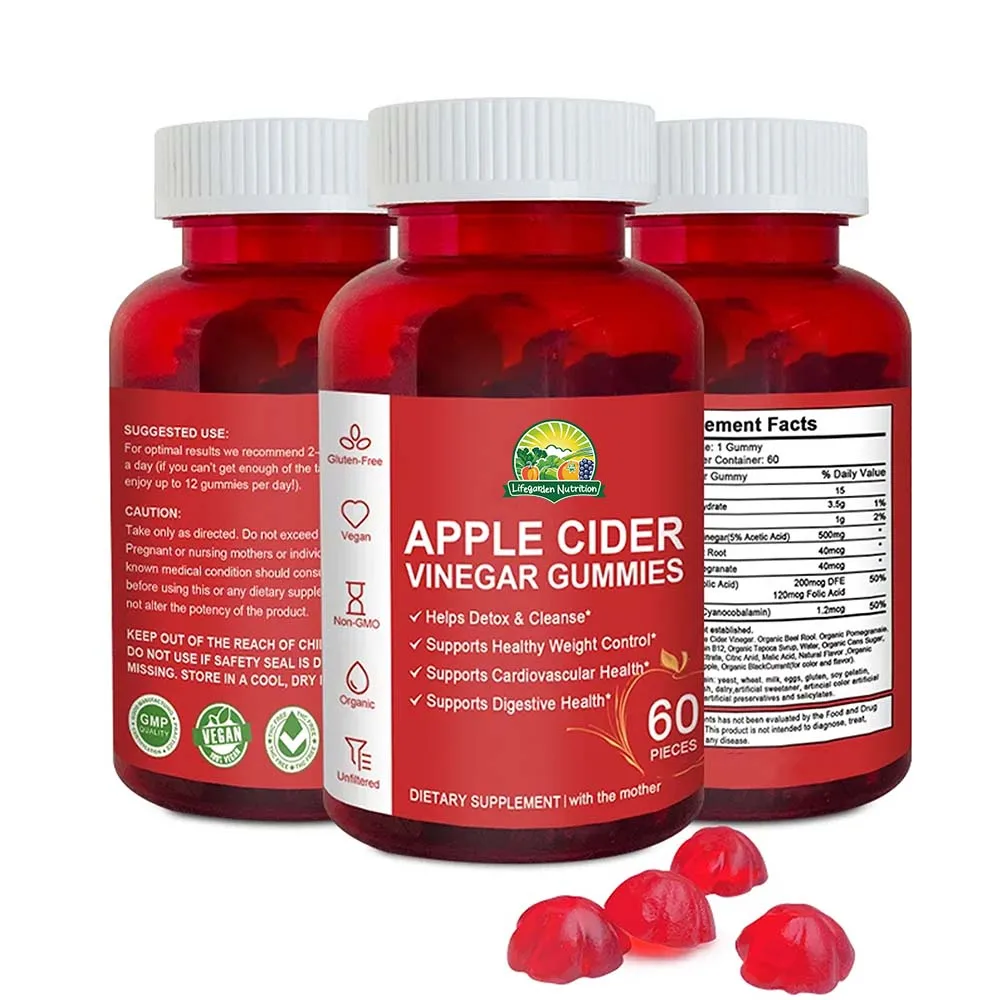 Healthy Control ACV Gummy Candy Detox & Cleanse Healthcare Supplement Slimming Apple Cider Vinegar Gummies With Mother