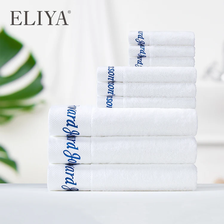 ELIYA Hotel Custom Towels White 100% Cotton Hand Face Bath Towel Setwith Logo/Embroidery Towel