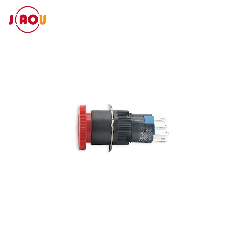JIAOU YUEQING 16mm emergency stop 6 pin push button switch