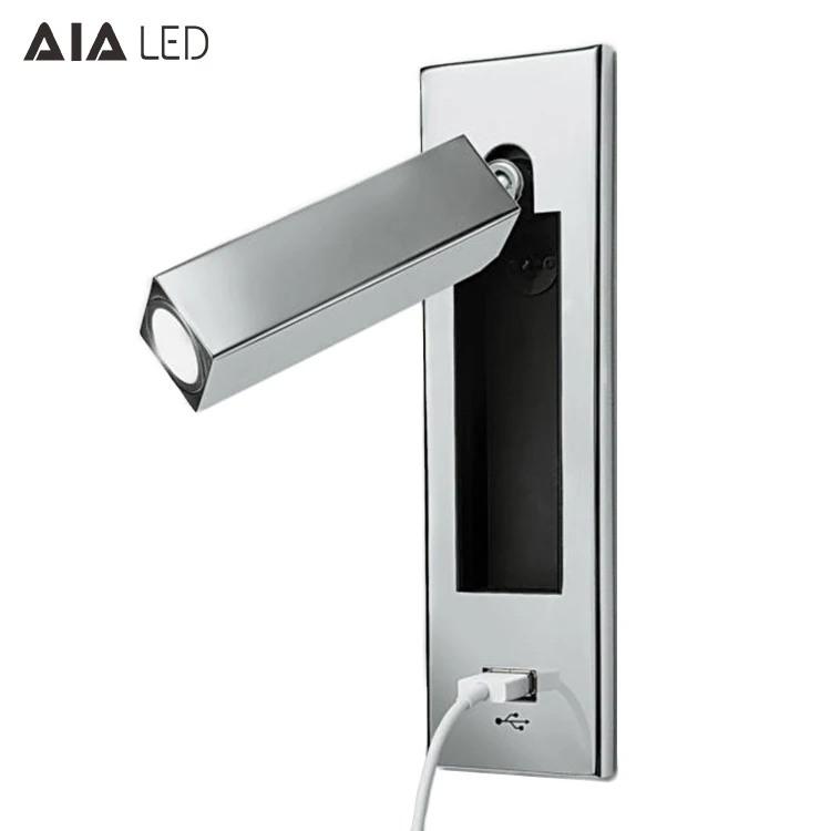 Modern 3W flexible USB bedside wall lamp bedroom wall light accordion headboard wall light for hotel villa projects