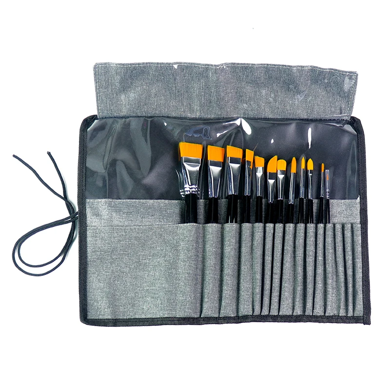 Professional water color paint brushes 12 pcs Wooden Handle Nylon Hair face paint brush set