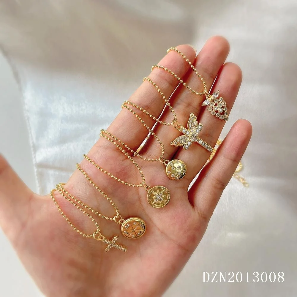 18k gold plated jewelry joyeria wholesale cross and coin necklace