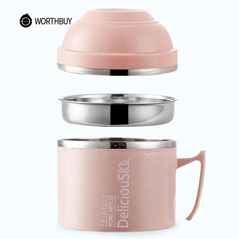 WOTHBUY Creative Japanese Lunch Box For Children Food Container Kids Stainless Steel Bento Box Kitchen Instant Noodle Bowl Cup