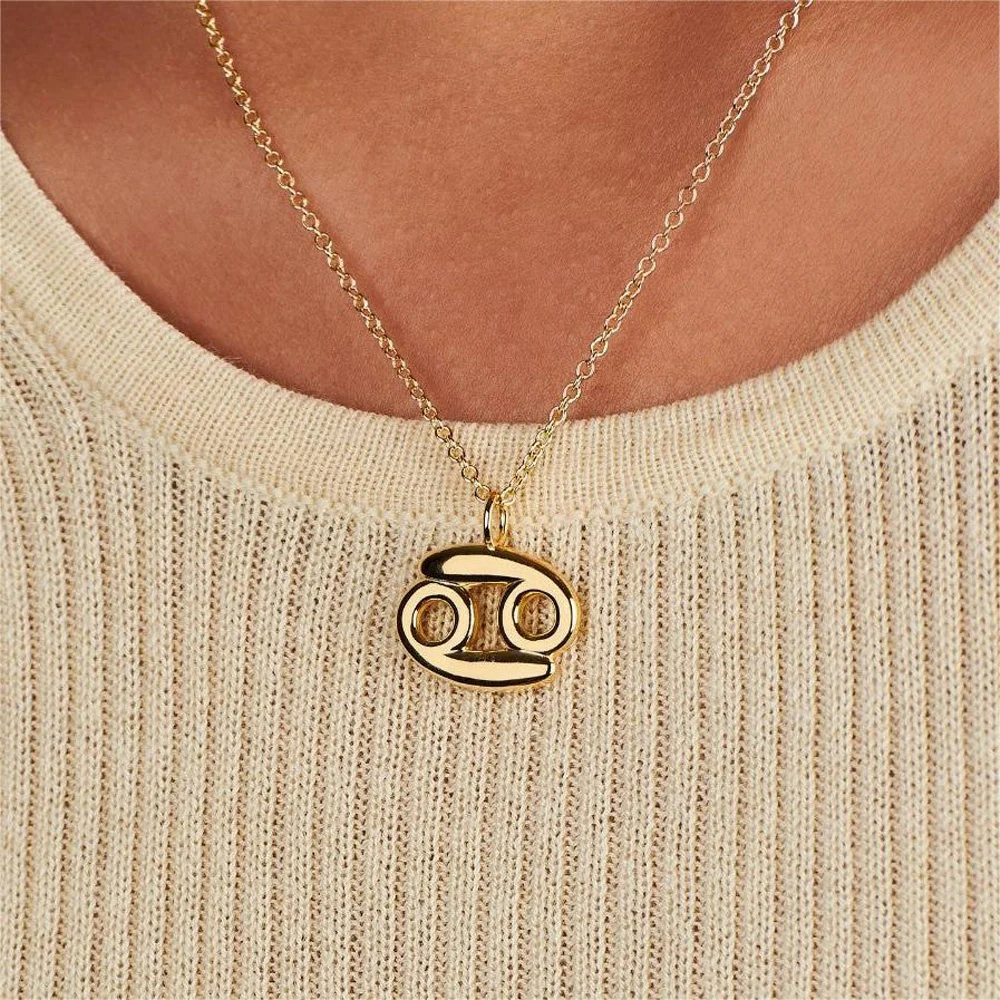 Fashionable Simple Style Horoscope Pendant Stainless Steel Necklace Zodiac Jewelry Birthday Gifts for Women
