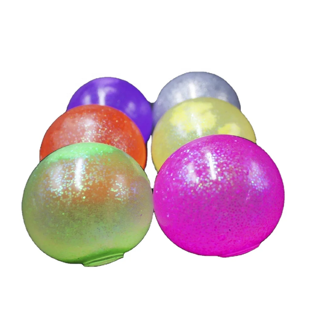 TPR soft stress relief ball glitter filled water splat ball for kids