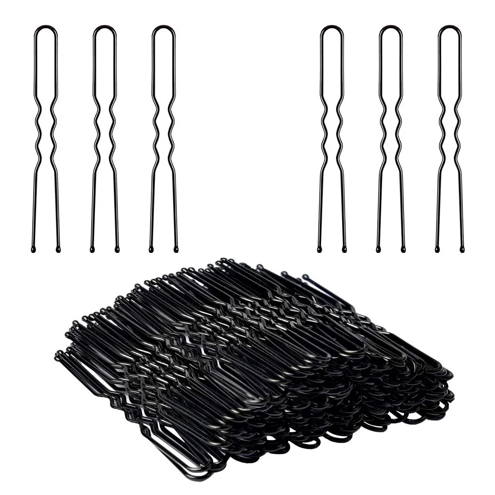 Wholesale 4 Color 50pcs black U will not clip the hair Crimped Design with Ball Tips U Shaped Bun Hair Pins for Women Girls